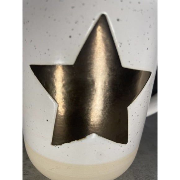 Cream & Speckled Mugs with Bronze Colored Star & Heart (Set of 2) - Picture 7 of 13